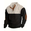 Retro Color Block Trendy Sweatshirt, Men's Casual V Neck Sweatshirt For Men Fall Winter