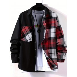 Fashionable And Casual Men's Plaid Cardigan Button Long Sleeve Lapel Jacket, Comfortable And Versatile, Suitable For Dates, Suitable For Autumn And Winter