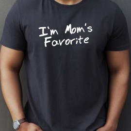 Mom's Favorite Print T Shirt, Tees For Men, Casual Short Sleeve T-shirt For Summer