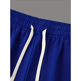 Graphic Pattern Comfy Shorts, Men's Casual Slightly Stretch Elastic Waist Drawstring Shorts For Summer Basketball Beach Resort