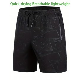 Men's Breathable Shorts With Pockets, Summer Rapid Dry Drawstring Sports Shorts For Running, Fitness, Training