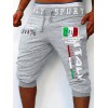 Italy Flag Letter Print Comfy Shorts, Men's Casual Solid Color Slightly Stretch Elastic Waist Drawstring Shorts For Summer