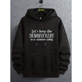 DUMFUCKERY Print Hoodies For Men, Graphic Hoodie With Kangaroo Pocket, Comfy Loose Trendy Hooded Pullover, Mens Clothing For Autumn Winter