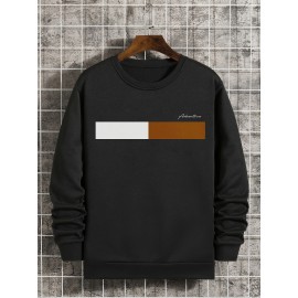 Men's Casual Color Block Pullover Sweatshirt, Street Style Long Sleeve Sweatshirt For Autumn And Winter Best Sellers