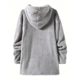 Cool Warm Fluffy Hoodies For Men, Men's Casual Snuddie Pullover Hooded Sweatshirt With Kangaroo Pocket Streetwear For Winter Fall, As Gifts