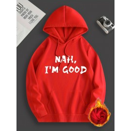 I'm Good Print Hoodie, Cool Hoodies For Men, Men's Casual Graphic Design Pullover Hooded Sweatshirt With Kangaroo Pocket Streetwear For Winter Fall, As Gifts