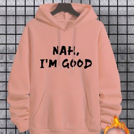 I'm Good Print Hoodie, Cool Hoodies For Men, Men's Casual Graphic Design Pullover Hooded Sweatshirt With Kangaroo Pocket Streetwear For Winter Fall, As Gifts