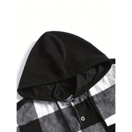 Men's Retro Plaid Hooded Shirt Jacket