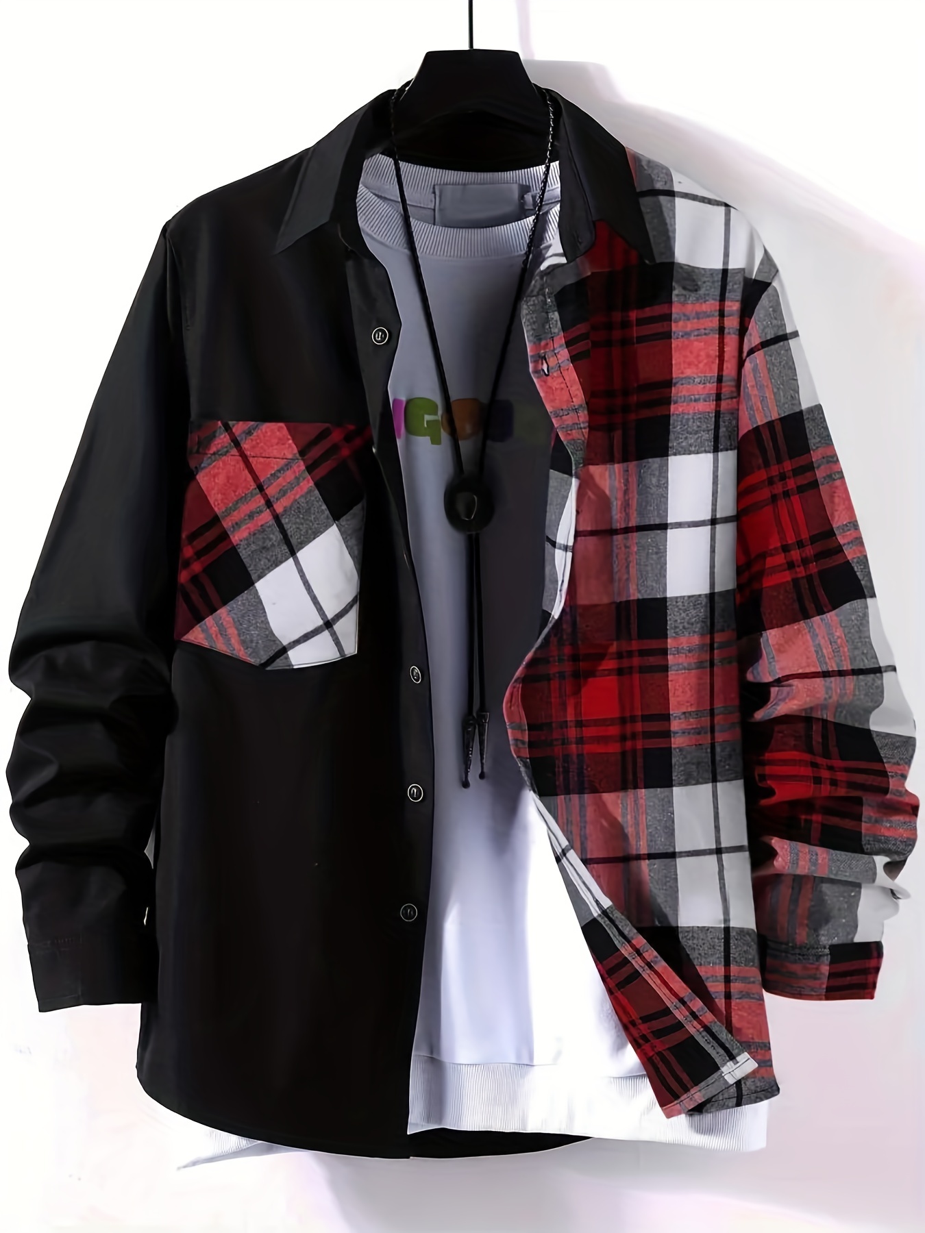 fashionable and casual mens plaid cardigan button long sleeve lapel jacket comfortable and versatile suitable for dates suitable for autumn and winter details 11