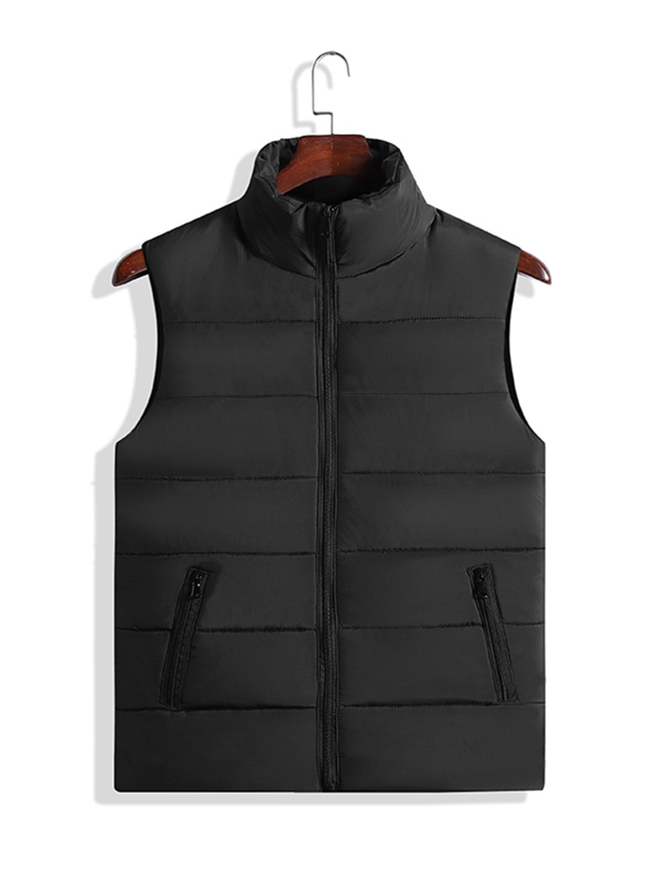 mens winter vest lightweight padding puffer vest sleeveless coat warm zip up quilted gilet jacket details 4