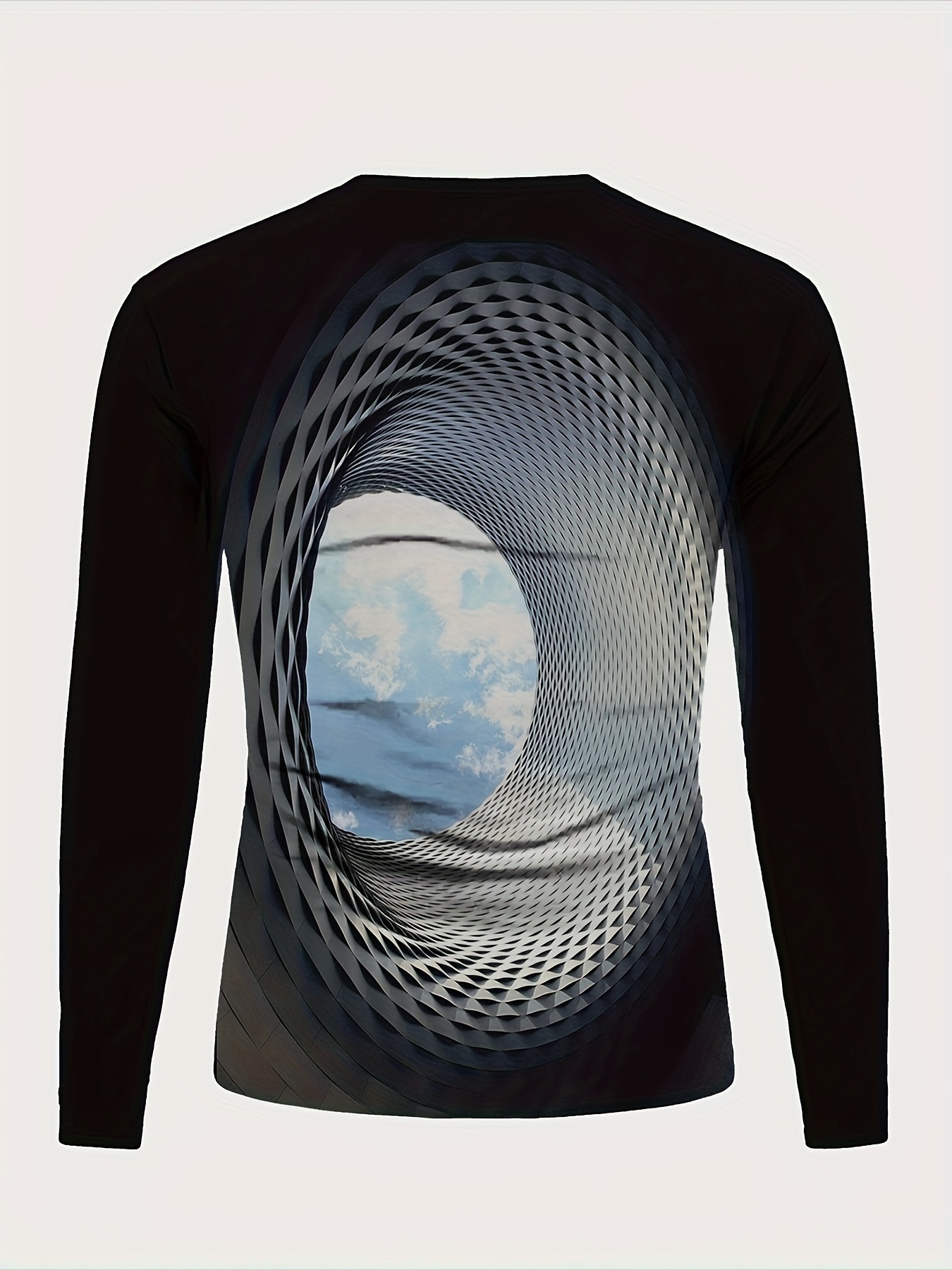 3d geometric print mens trendy graphic long sleeve fit t shirt spring fall details 0