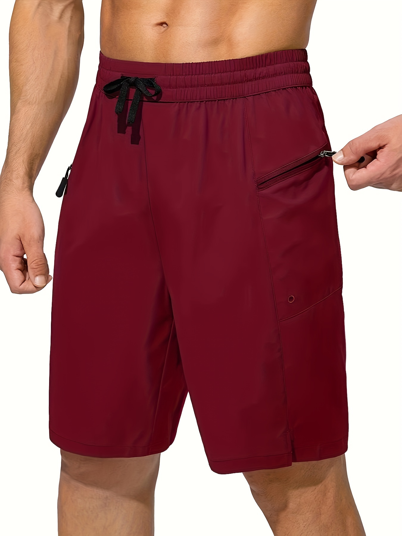 mens zip pocket sports shorts swimwear quick dry lightweight breathable uv protection beach swimming trunks no mesh lining details 20