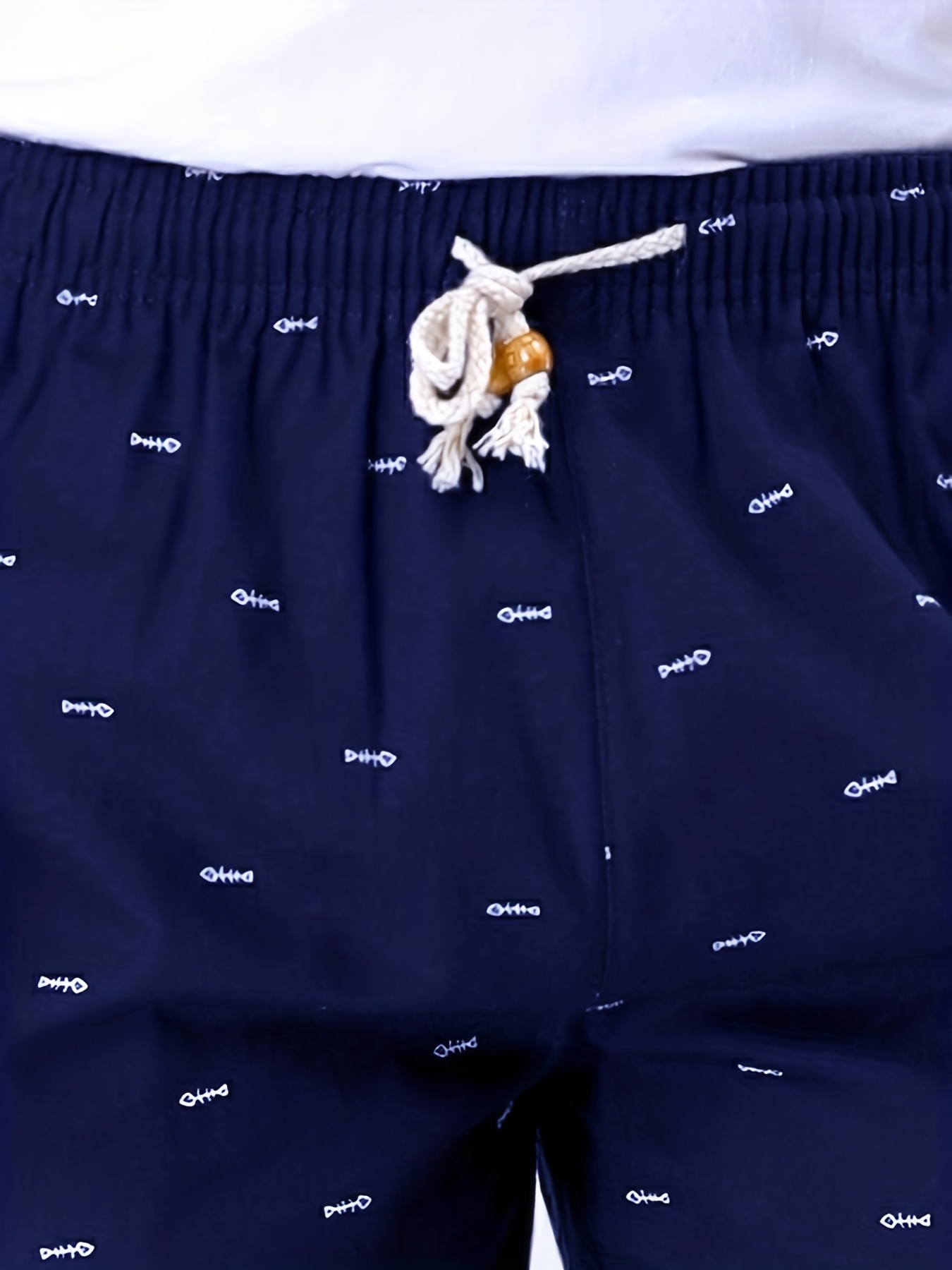 casual cotton slightly stretch fish bone pattern drawstring shorts mens cropped pants for summer details 8