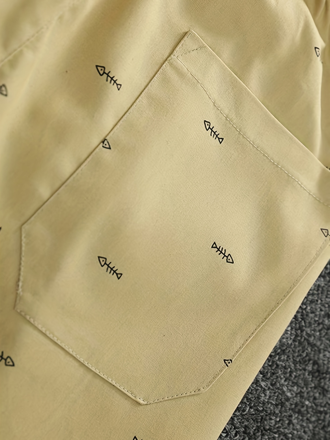 casual cotton slightly stretch fish bone pattern drawstring shorts mens cropped pants for summer details 14