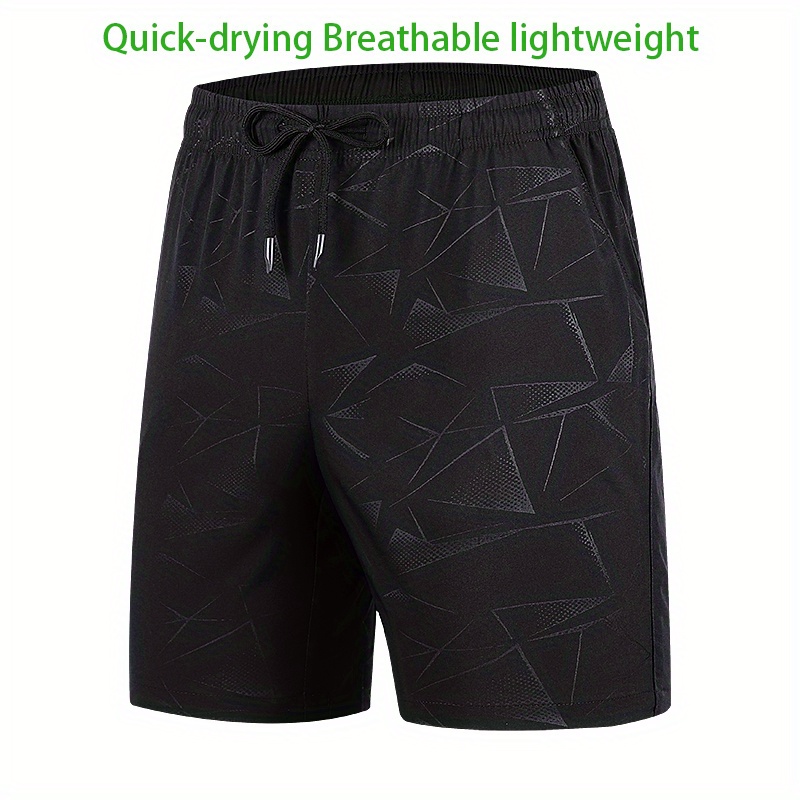 mens breathable shorts with pockets summer rapid dry drawstring sports shorts for running fitness training details 1