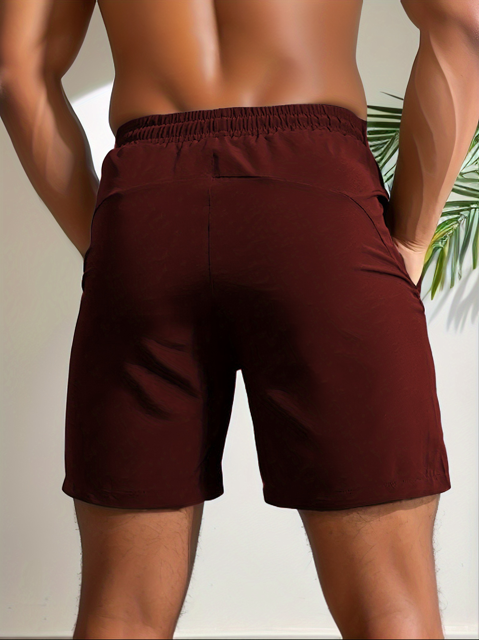 quick drying comfy active shorts mens casual zipper pockets stretch waist drawstring shorts for summer gym workout training details 19