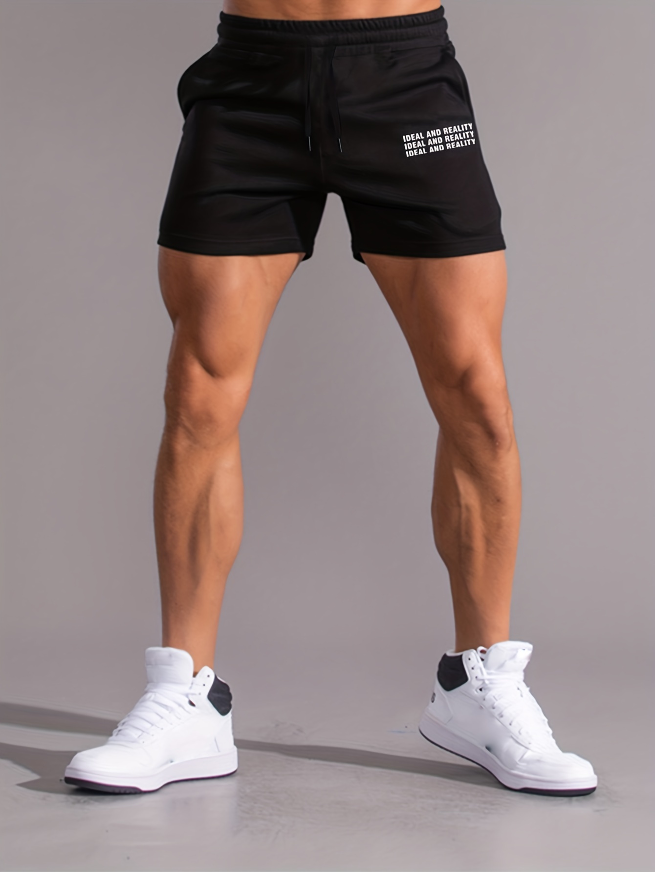 letter print comfy shorts mens casual slightly stretch elastic waist drawstring shorts for summer basketball beach resort details 0