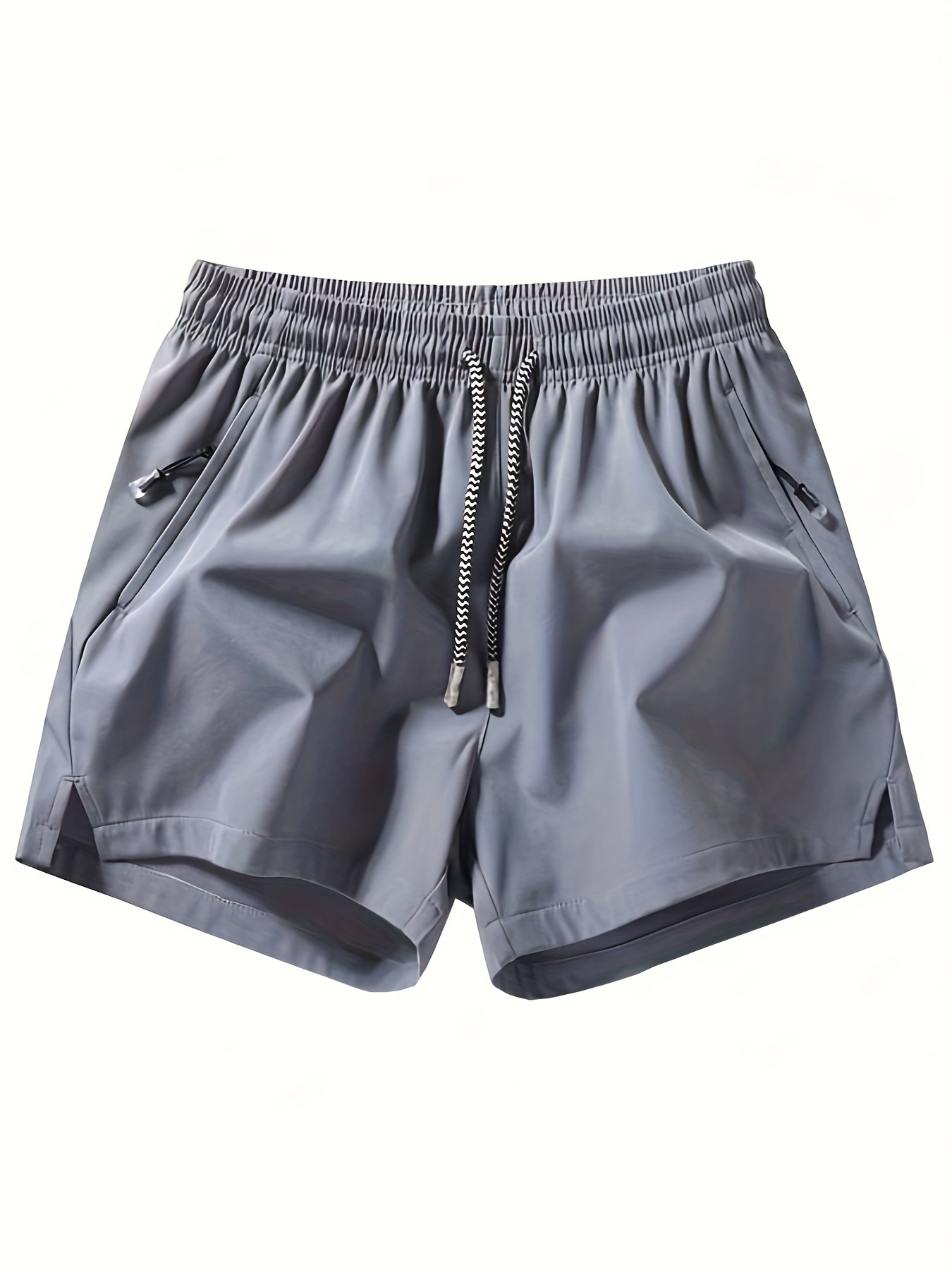 mens zipper pockets active shorts casual waist drawstring quick drying shorts details 10