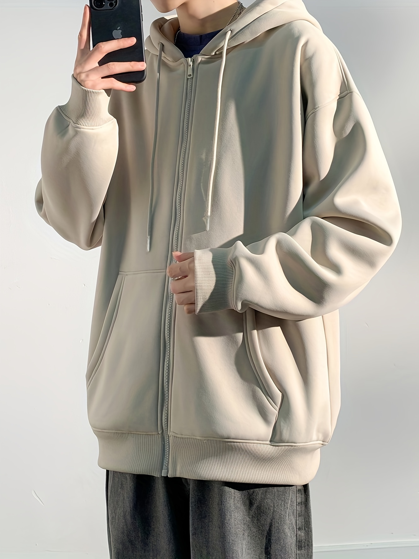 hooded coat, mens hooded jacket casual long sleeve hoodies with zipper gym sports hooded coat for spring fall details 8