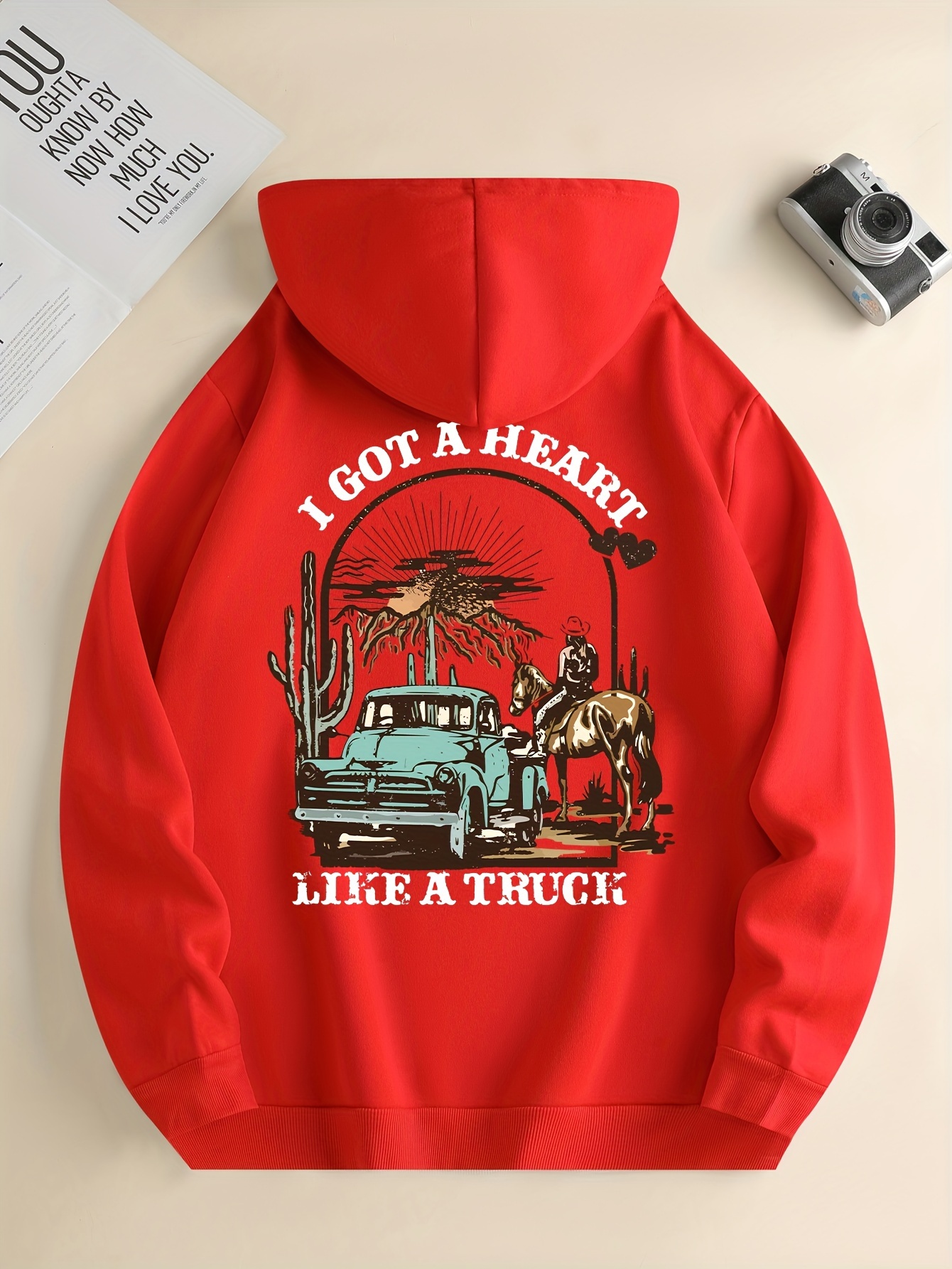 i got a heart like a truck cowboy riding horse print mens cool streetwear hoodies casual loose hooded pullover with kangaroo pockets crew neck sweatshirt for men for fall and winter as gifts details 18