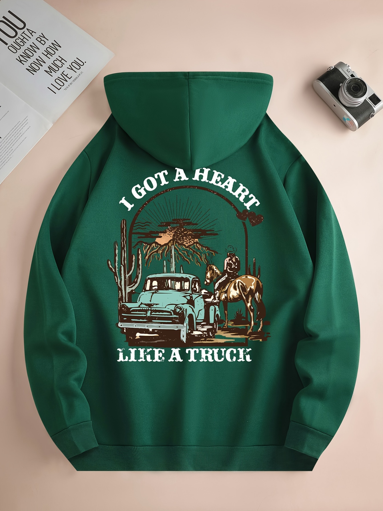 i got a heart like a truck cowboy riding horse print mens cool streetwear hoodies casual loose hooded pullover with kangaroo pockets crew neck sweatshirt for men for fall and winter as gifts details 30