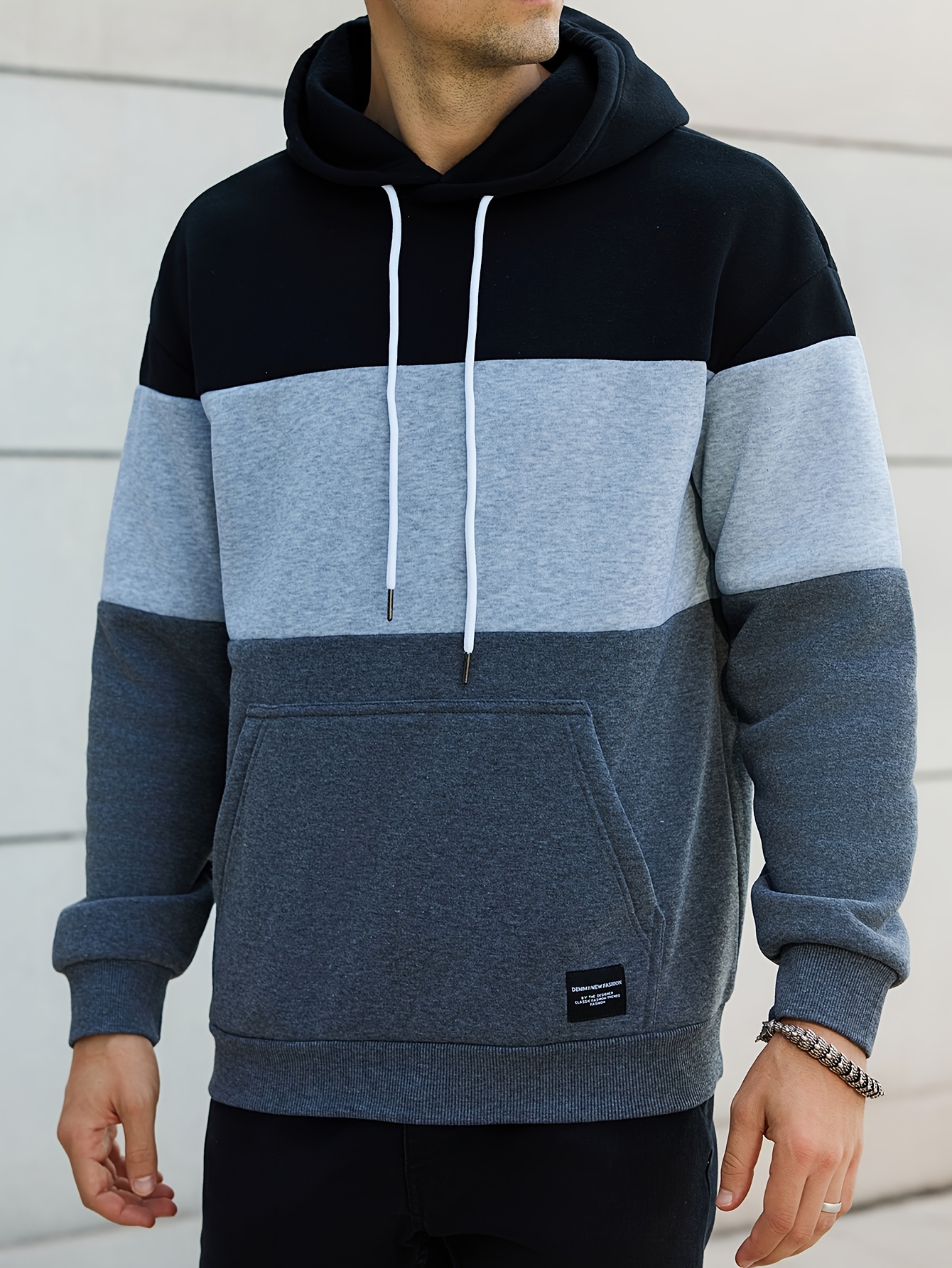 cool color block hoodies for men mens casual design hooded sweatshirt with kangaroo pocket streetwear for winter fall as gifts details 4