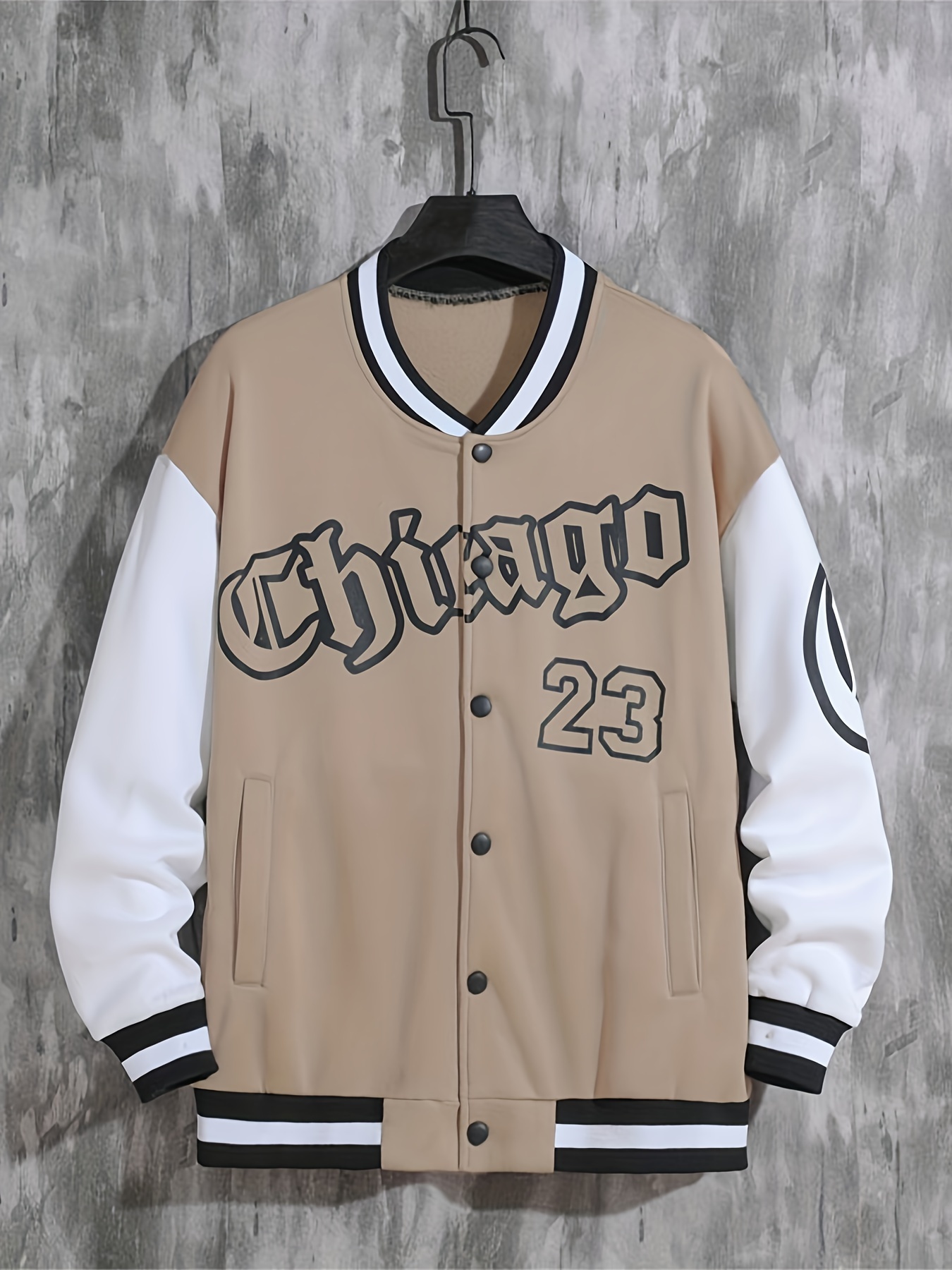 fashion trend loose casual baseball uniform jacket, spring and autumn street mens fashion trend loose casual baseball uniform jacket suitable for outdoor and dating details 5