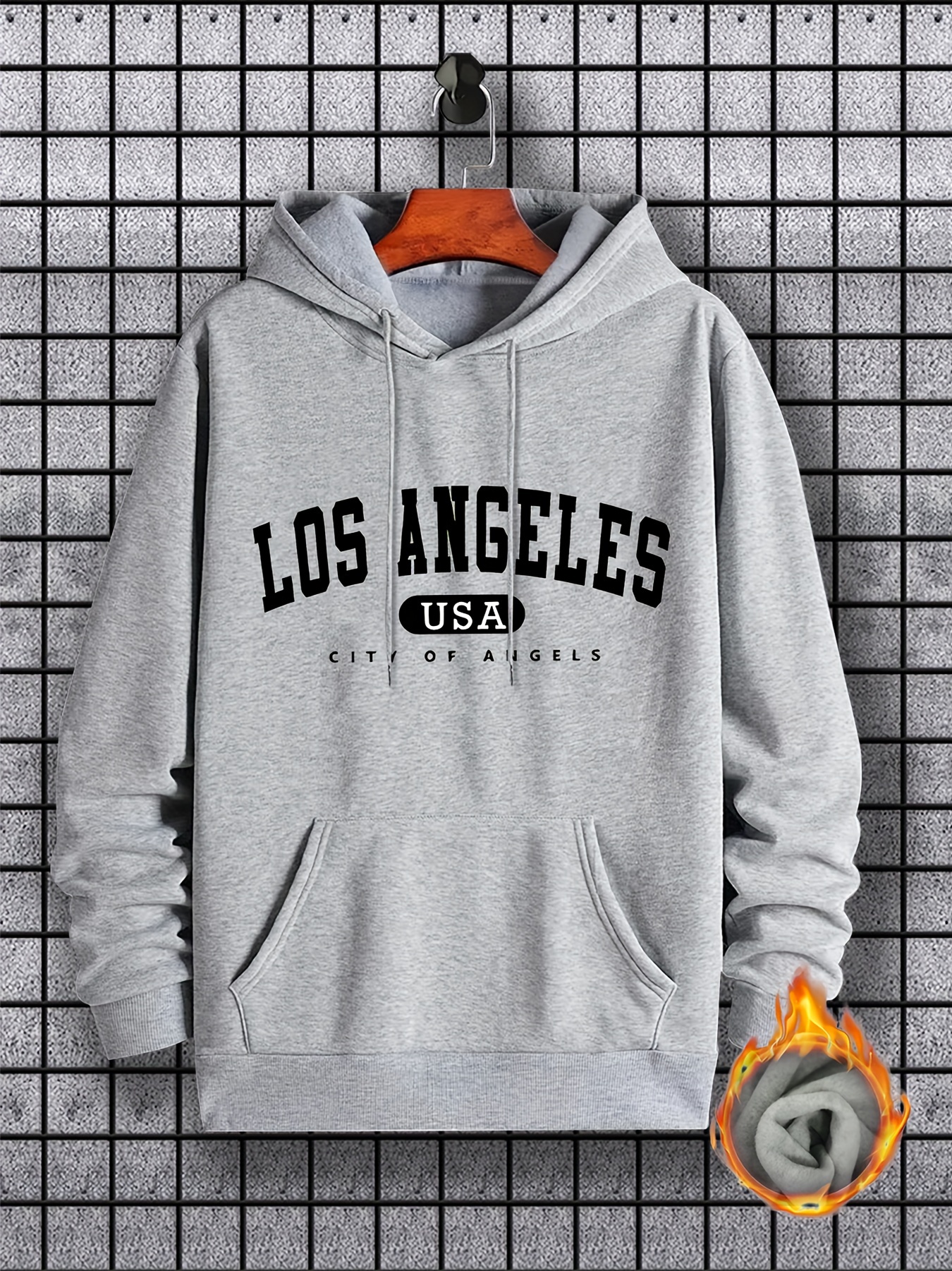 los angeles print hoodie cool hoodies for men mens casual graphic design pullover hooded sweatshirt with kangaroo pocket streetwear for winter fall as gifts details 10